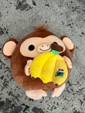 Snackles Plush Monkey with Yellow Banana - Soft Brown Kids